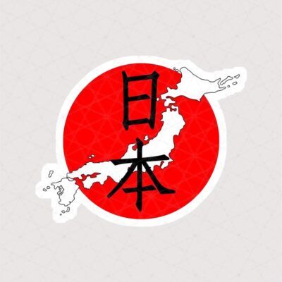 برچسب نقشه ژاپن در دایره قرمز