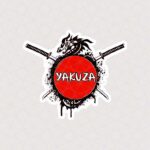 استیکر YAKUZA و شمشیر کاتانا با سر اژدها
