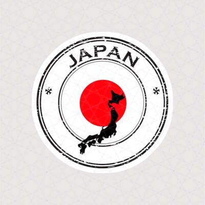 استیکر نقشه و پرچم ژاپن طرح دایره