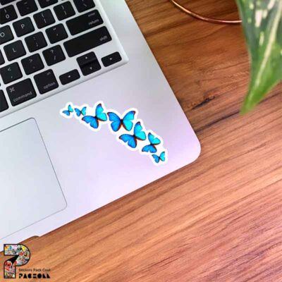 استیکر پروانه های آبی در حال پرواز