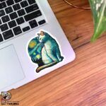 استیکر گربه در شب پرستاره ون گوگ