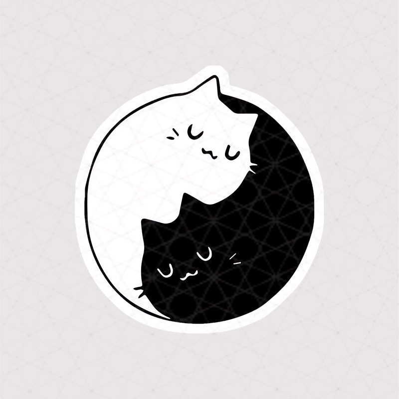 9144 Asli Cat استیکر گربه استیکر گربه طرح یین یانگ