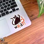 استیکر گربه سیاه با چاقو طرح What