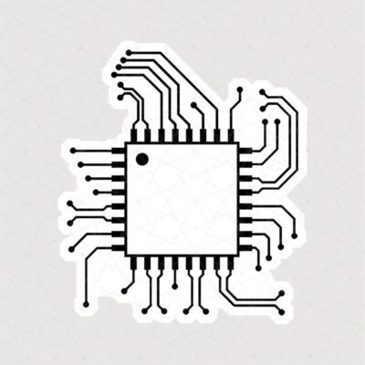 استیکر پردازنده طرح سیاه و سفید