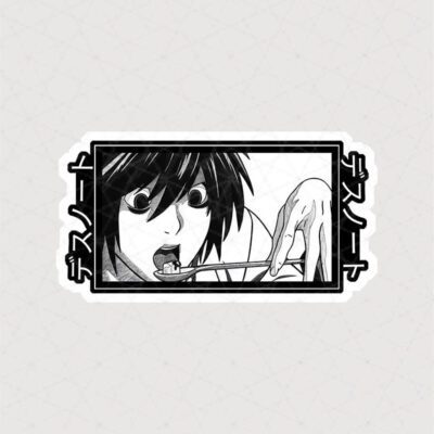 استیکر L Lawliet در حال غذا خوردن