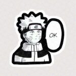 استیکر ناروتو طرح سیاه و سفید همراه با متن OK