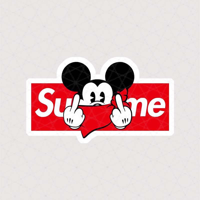 2161 Asli Sticker Text استیکر Supreme طرح میکی موس