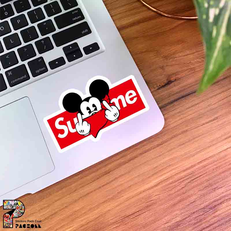 2161 K Sticker Text استیکر Supreme طرح میکی موس