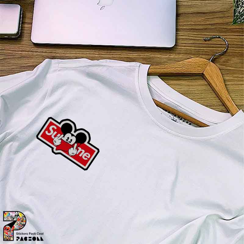 2161 P Sticker Text استیکر Supreme طرح میکی موس