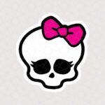 استیکر جمجمه اسکلت همراه با پاپیون صورتی