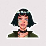 استیکر ماتیلدا در حال گریه کردن طرح گرافیکی از فیلم لئون حرفه‌ای 