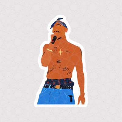 استیکر 2Pac در حال رپ کردن طرح گرافیکی