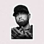 استیکر چهره امینم سیاه و سفید