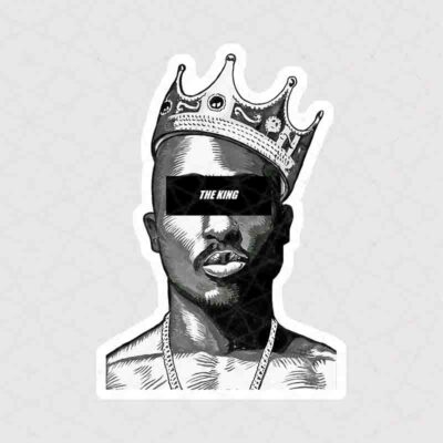 استیکر توپاک همراه با تاج و متن the king