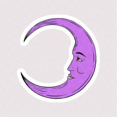 استیکر ماه کارتونی به رنگ بنفش