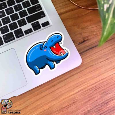 استیکر اسب آبی در حال خندیدن طرح کارتونی