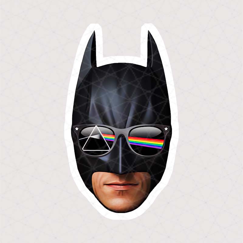5344 Asli Sticker Batman استیکر بتمن با عینک منشور پینک فلوید! طرحی خاص و جذاب برای طرفداران بتمن و موسیقی راک. همین حالا بخرید و متفاوت باشید!