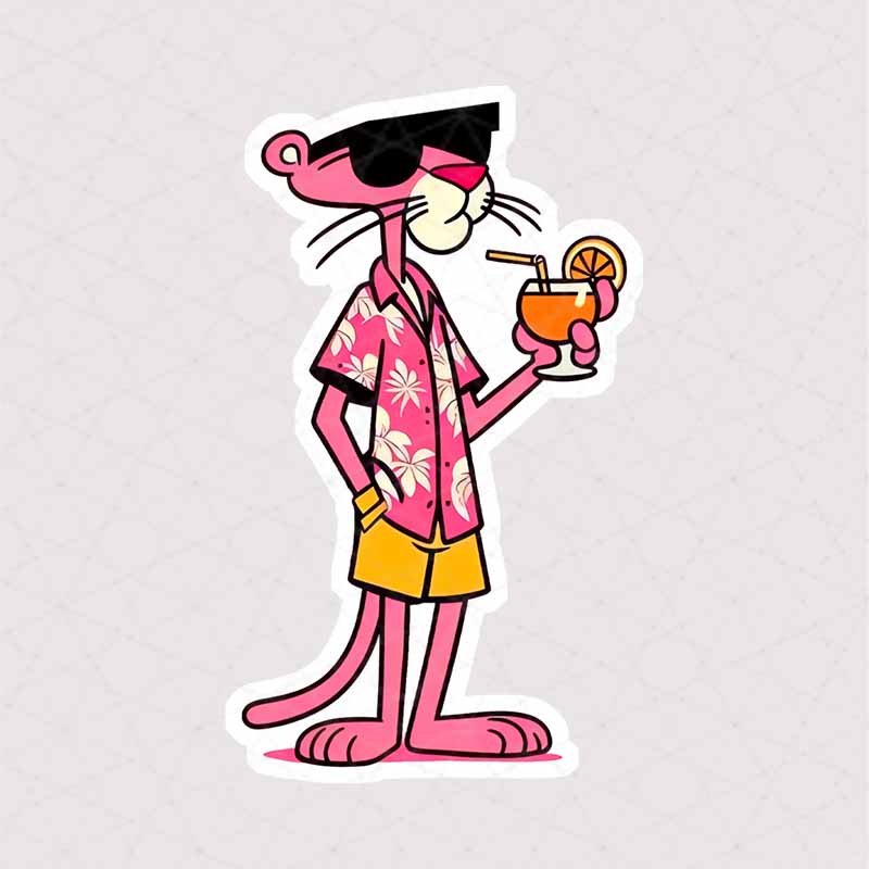 5354 Asli Sticker Pink Panther استیکر پلنگ صورتی و لباس تابستونی