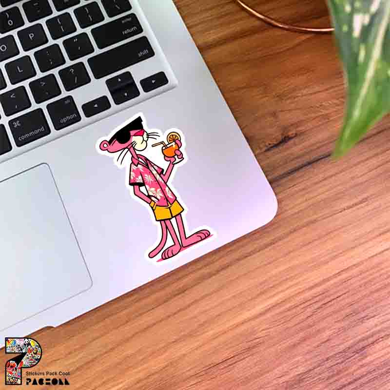 5354 K Sticker Pink Panther استیکر پلنگ صورتی و لباس تابستونی