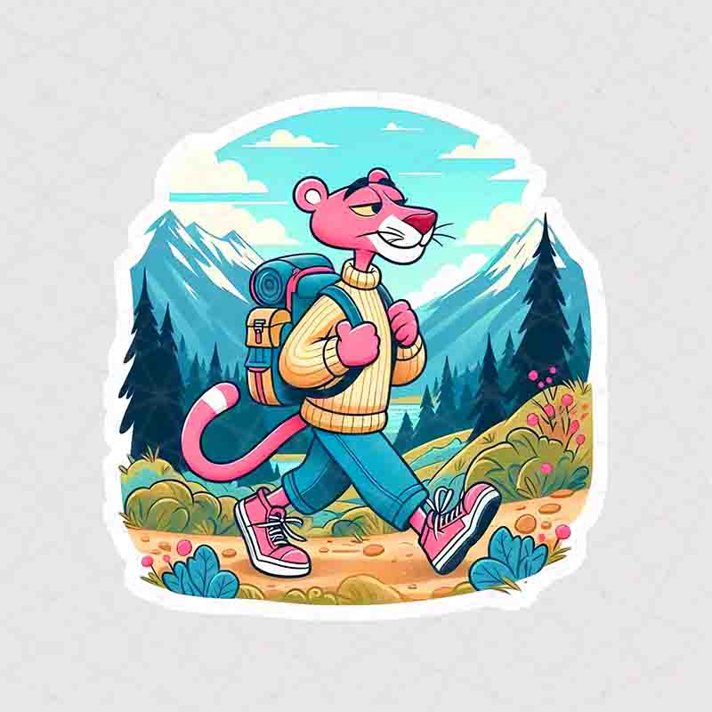 5355 Asli Sticker Pink Panther استیکر پلنگ صورتی کوهنورد