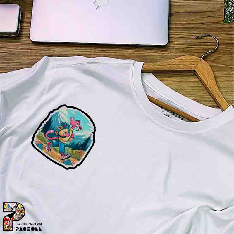 5355 P Sticker Pink Panther استیکر پلنگ صورتی کوهنورد