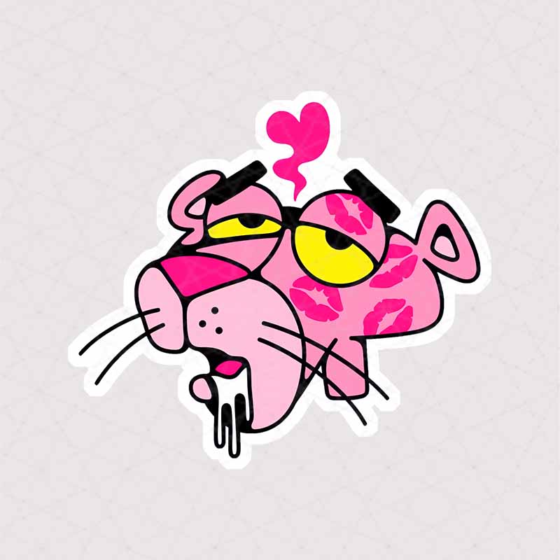 5357 Asli Sticker Pink Panther استیکر پلنگ صورتی از خود بیخود شده
