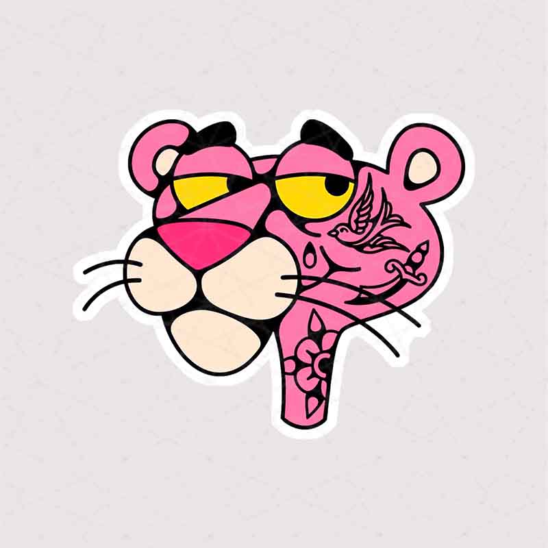 5358 Asli Sticker Pink Panther استیکر پلنگ صورتی خالکوبی شده