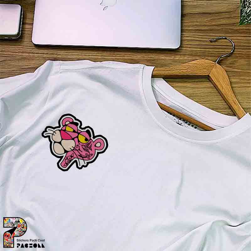 5358 P Sticker Pink Panther استیکر پلنگ صورتی خالکوبی شده