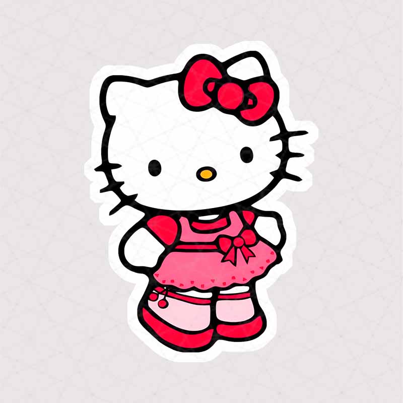 5370 Asli Sticker Kitty استیکر کیتی شیکپوش با پاپیون قرمز