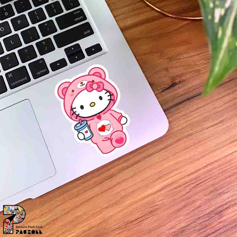 5372 K Sticker Kitty استیکر هلو کیتی با نوشیدنی قلبی