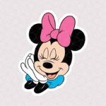 استیکر مینی موس خجالتی با پاپیون صورتی