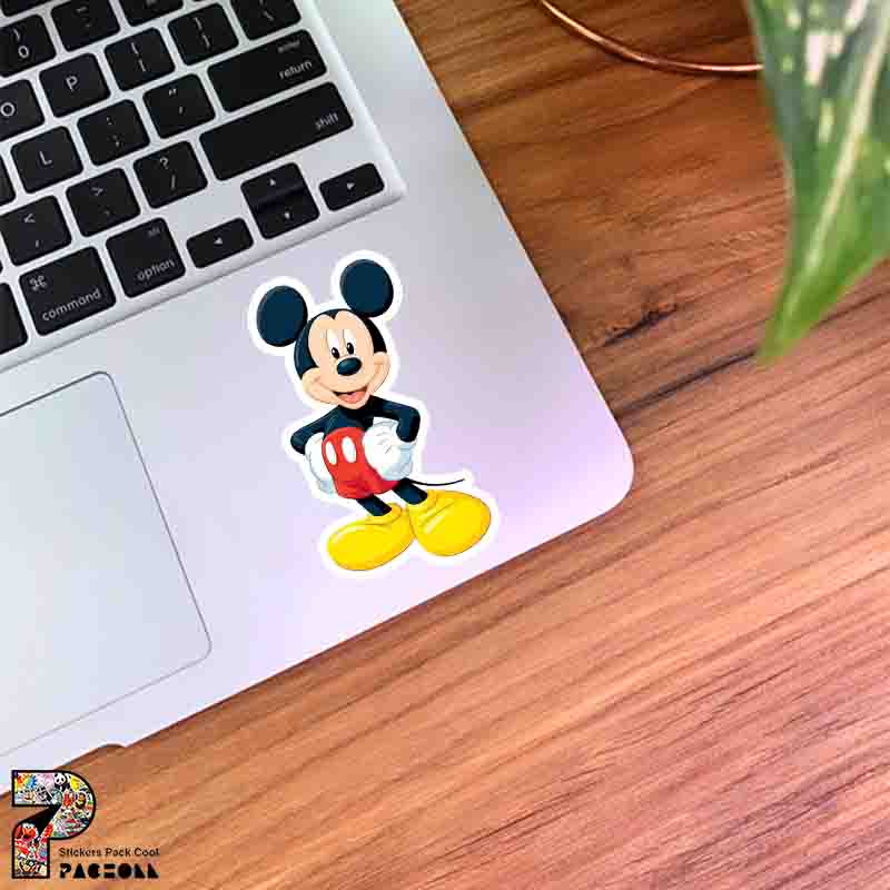 5408 K Sticker Mickey Mouse استیکر میکی موس نمادین دستبهکمر با شلوارک قرمز و کفش زرد